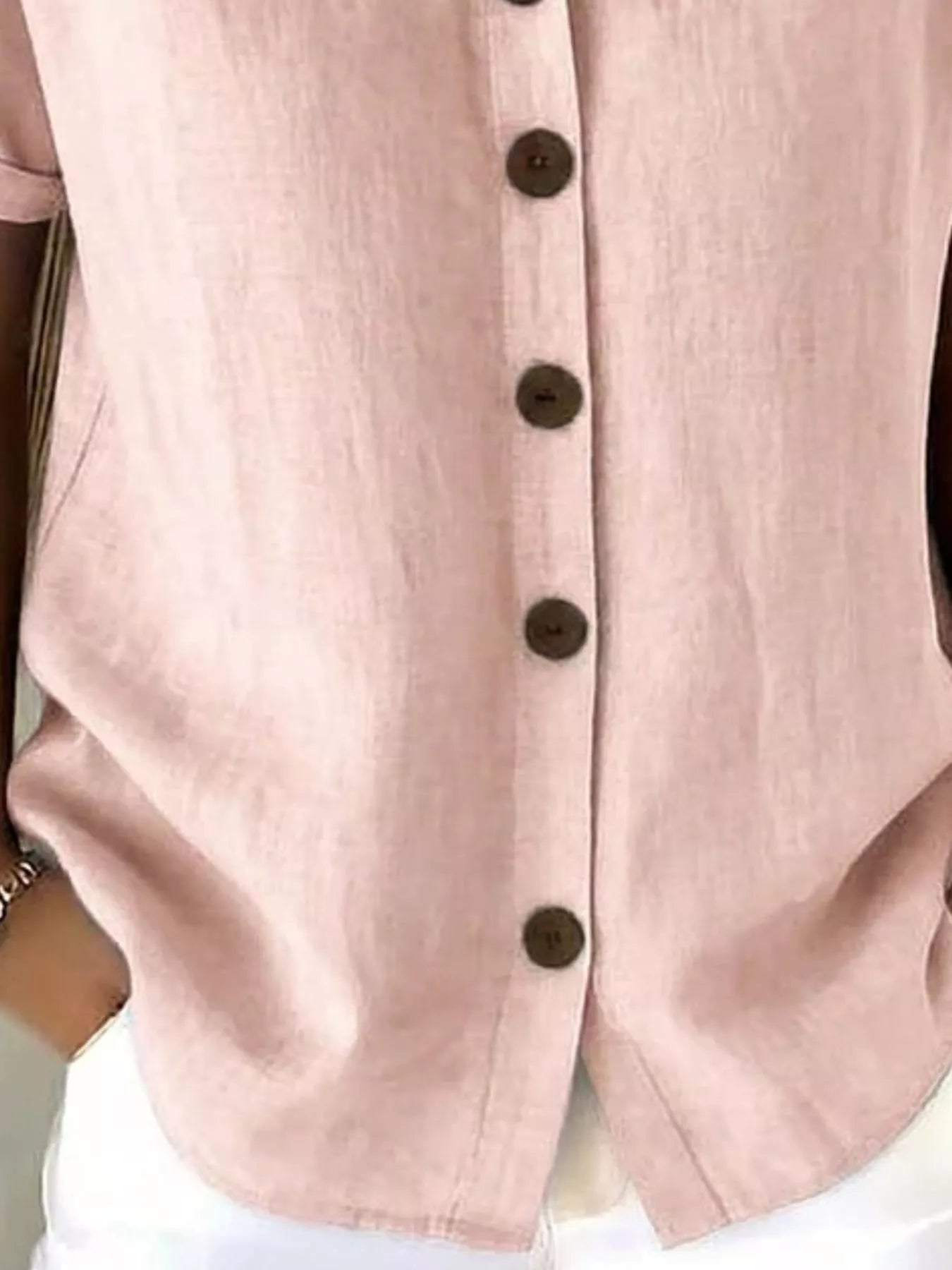 Trendsi Full Size Button-Down Short Sleeve Shirt Plus Size -