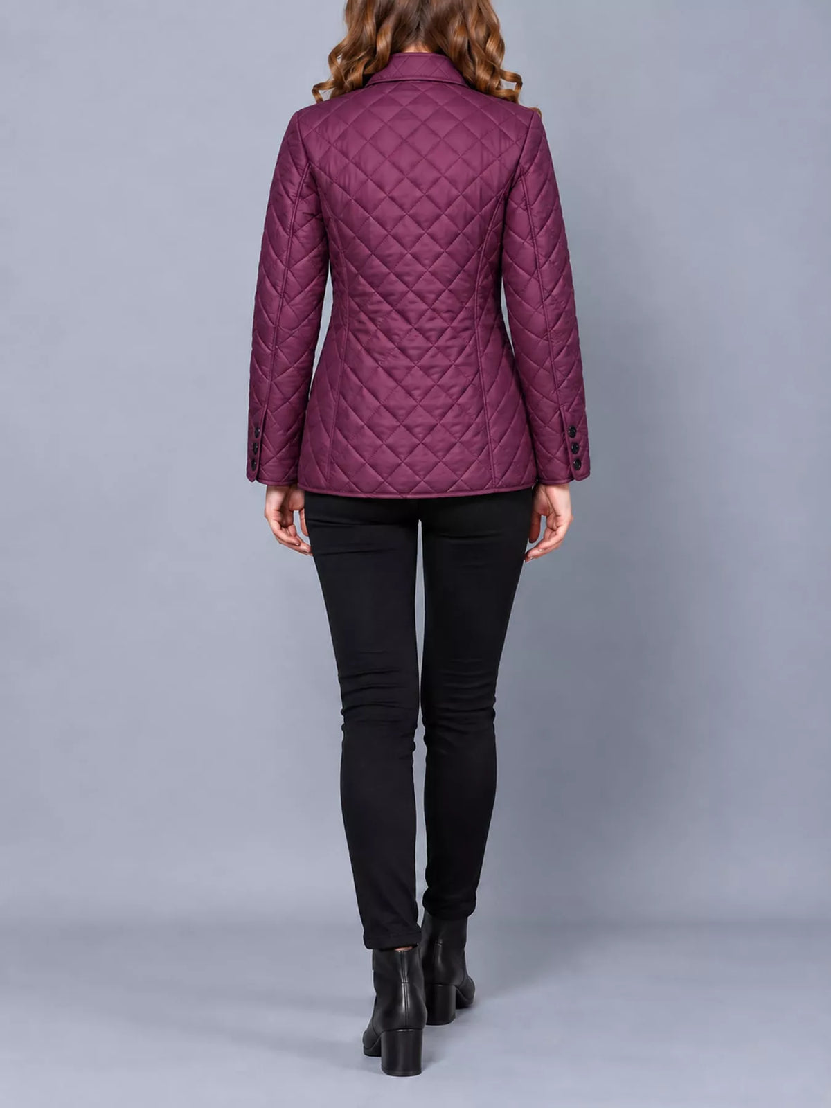 Quilted Lightweight Button-Down Jacket — back view