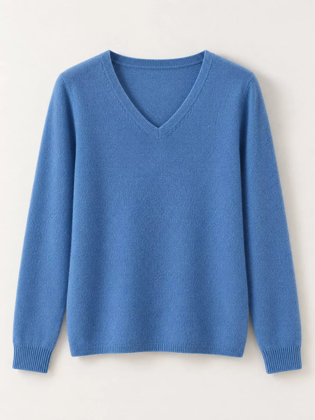 Blue v-neck long sleeve knit top