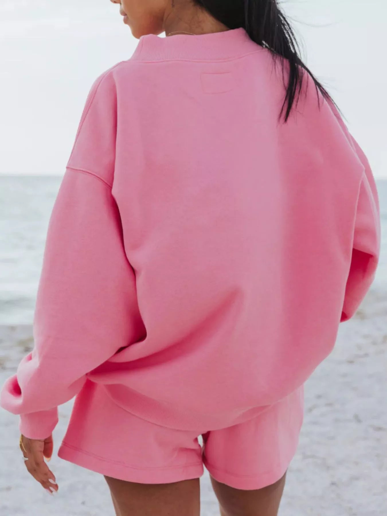 Trendsi Relaxed Fit Round Neck Sweatshirt and Shorts Set -