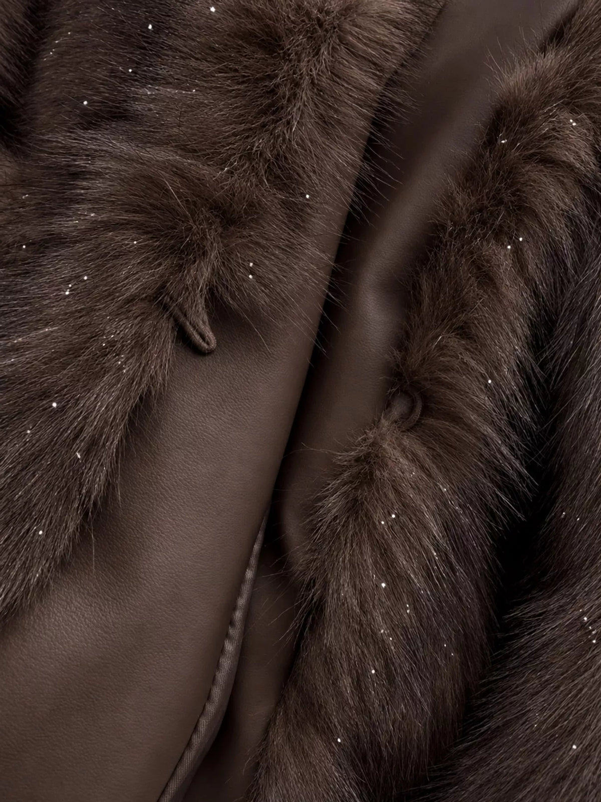 Faux Fur Cropped Coat, detail view in brown