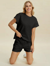 Trendsi Double Take Full Size Texture T-Shirt and Shorts Set -