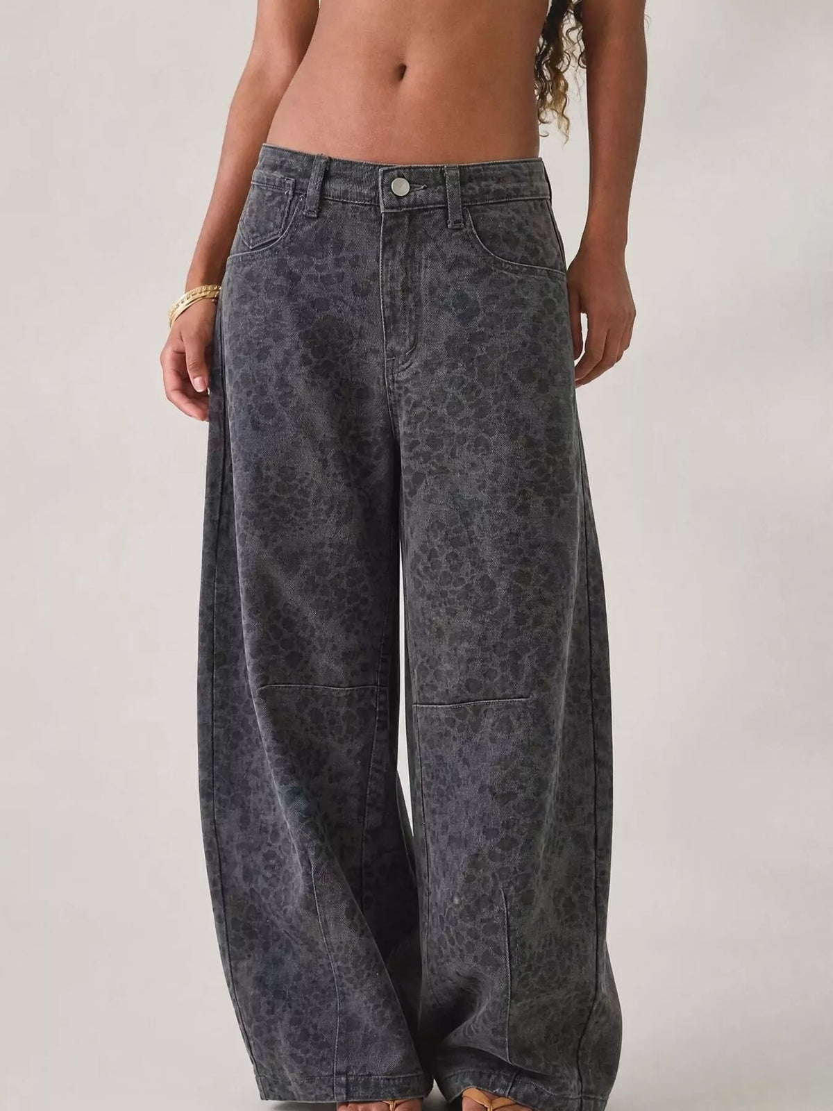 Washed High-Waist Wide-Leg Jeans, front view
