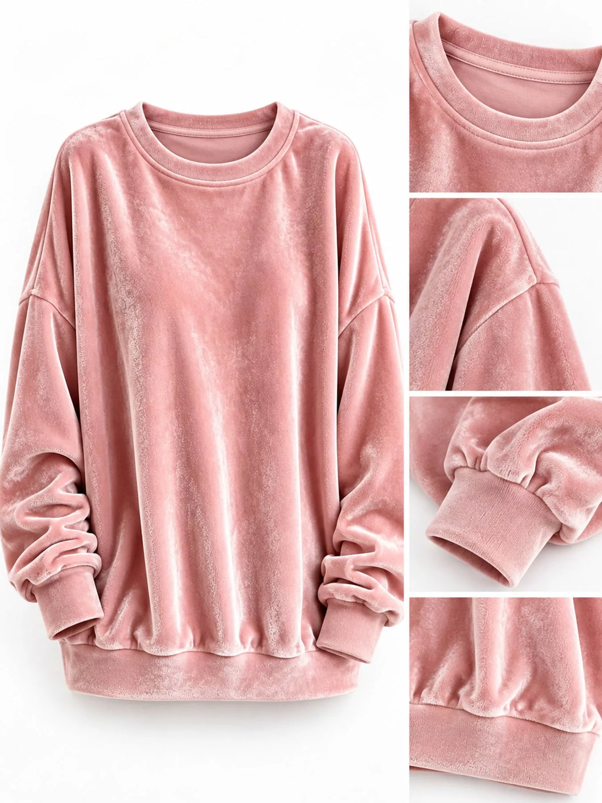 Crew-neck sweatshirt, pink detail collage