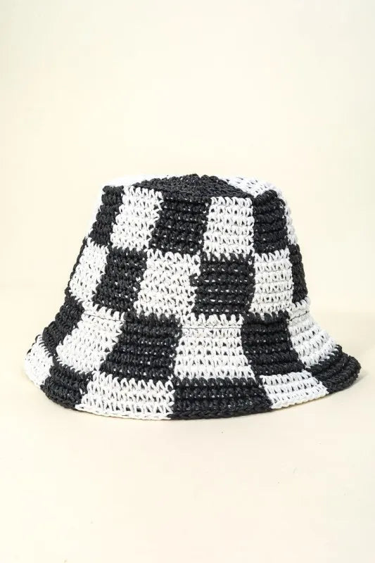 Checkered Knit Bucket Hat for Everyday Wear — product view 1