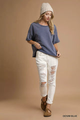 Trendsi Umgee Mineral Wash Round Neck Top -