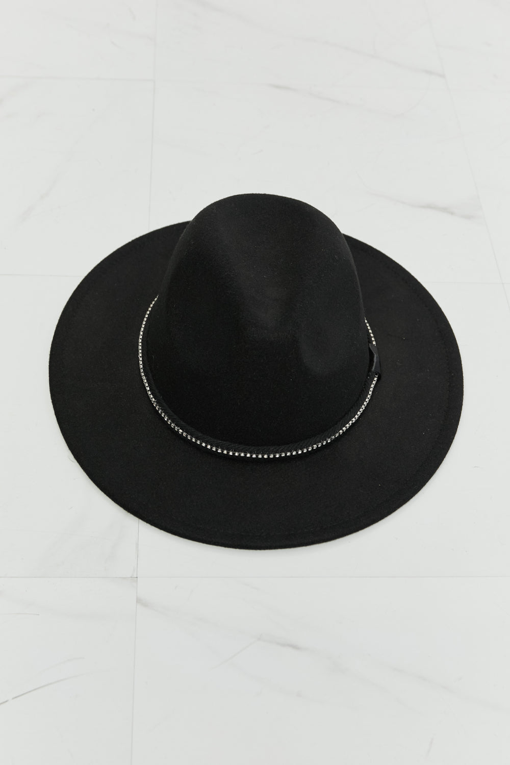 Women's Fedora Hat Wide Brim Polyester Black — product view 6
