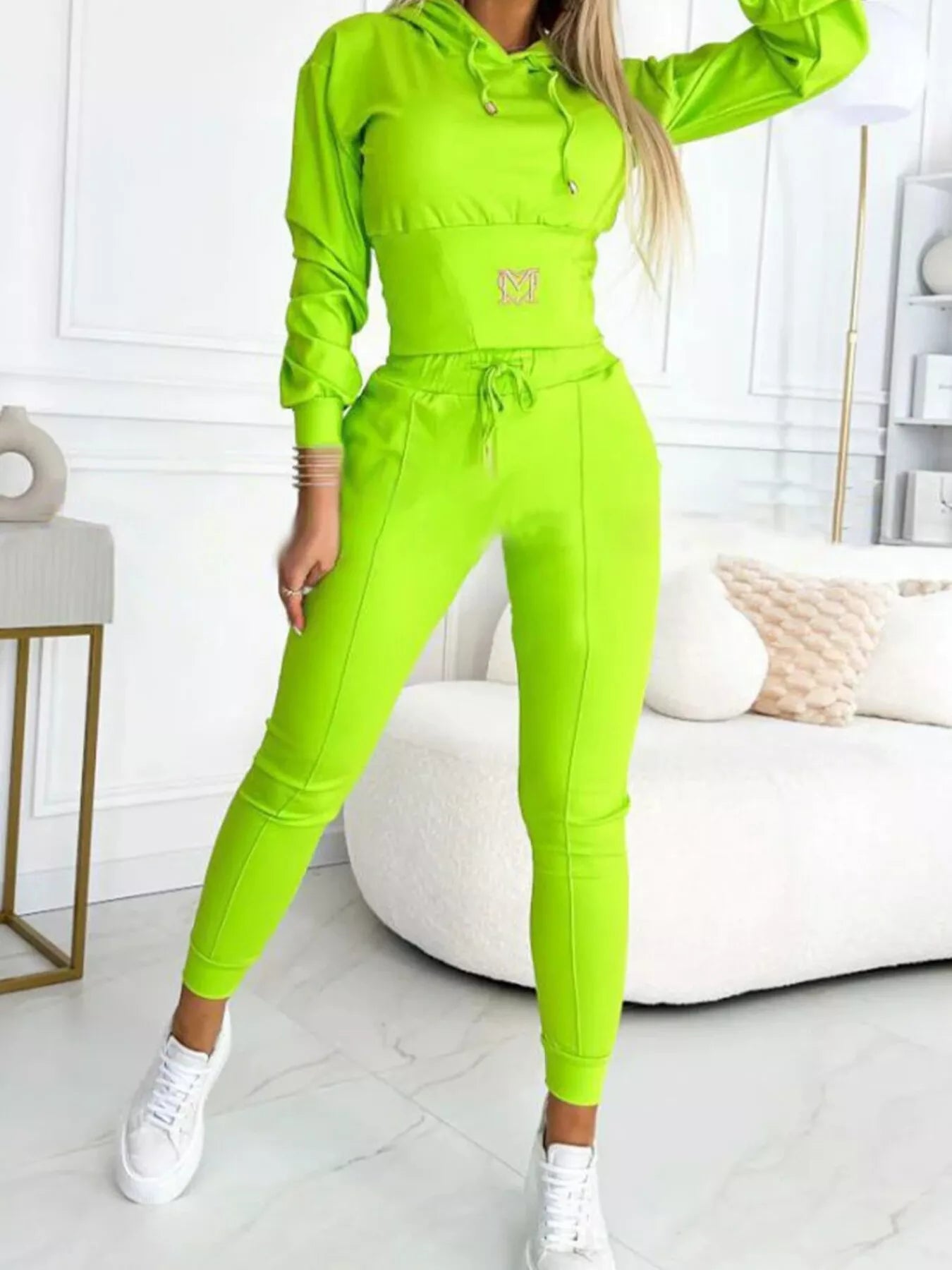 Trendsi Full Size Drawstring Cropped Hoodie and Pants Set Plus Size -