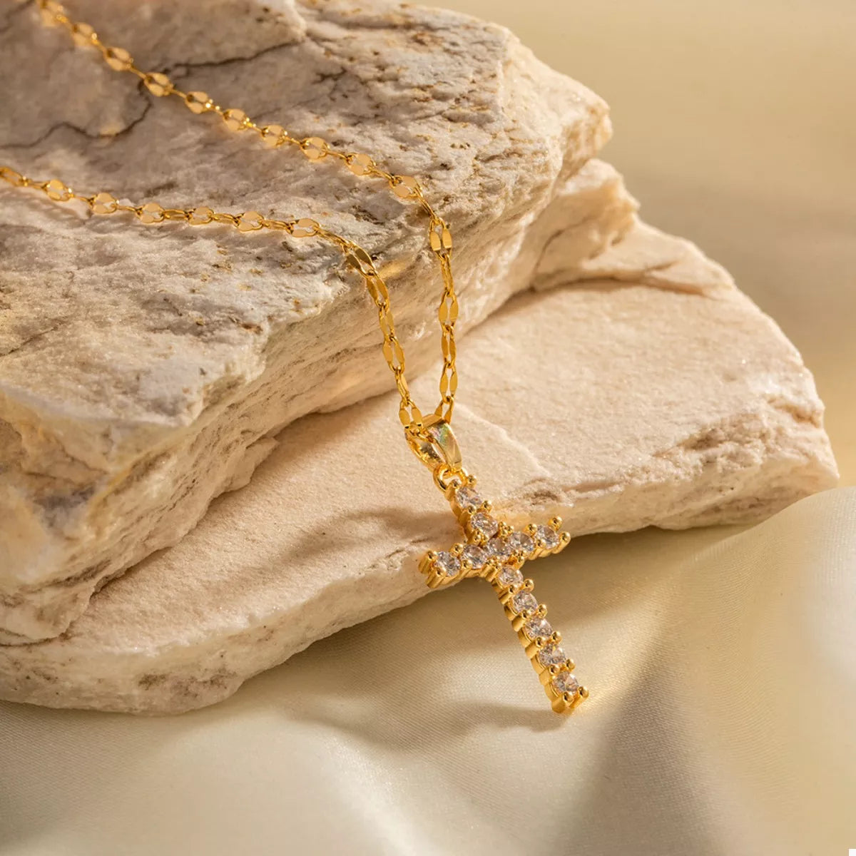 Trendsi 18K Gold-Plated Cross Pendant Necklace -