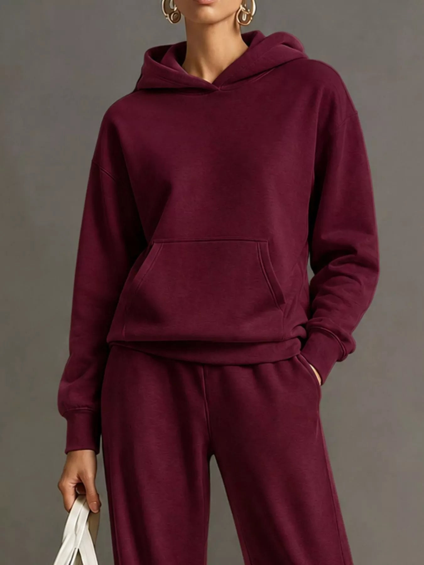 Trendsi Kangaroo Pocket Hoodie and Pants Set -