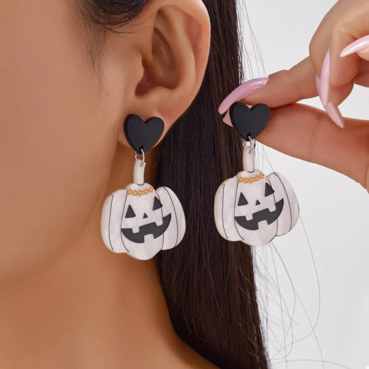 Trendsi Halloween Pumpkin Heart Drop Earrings -