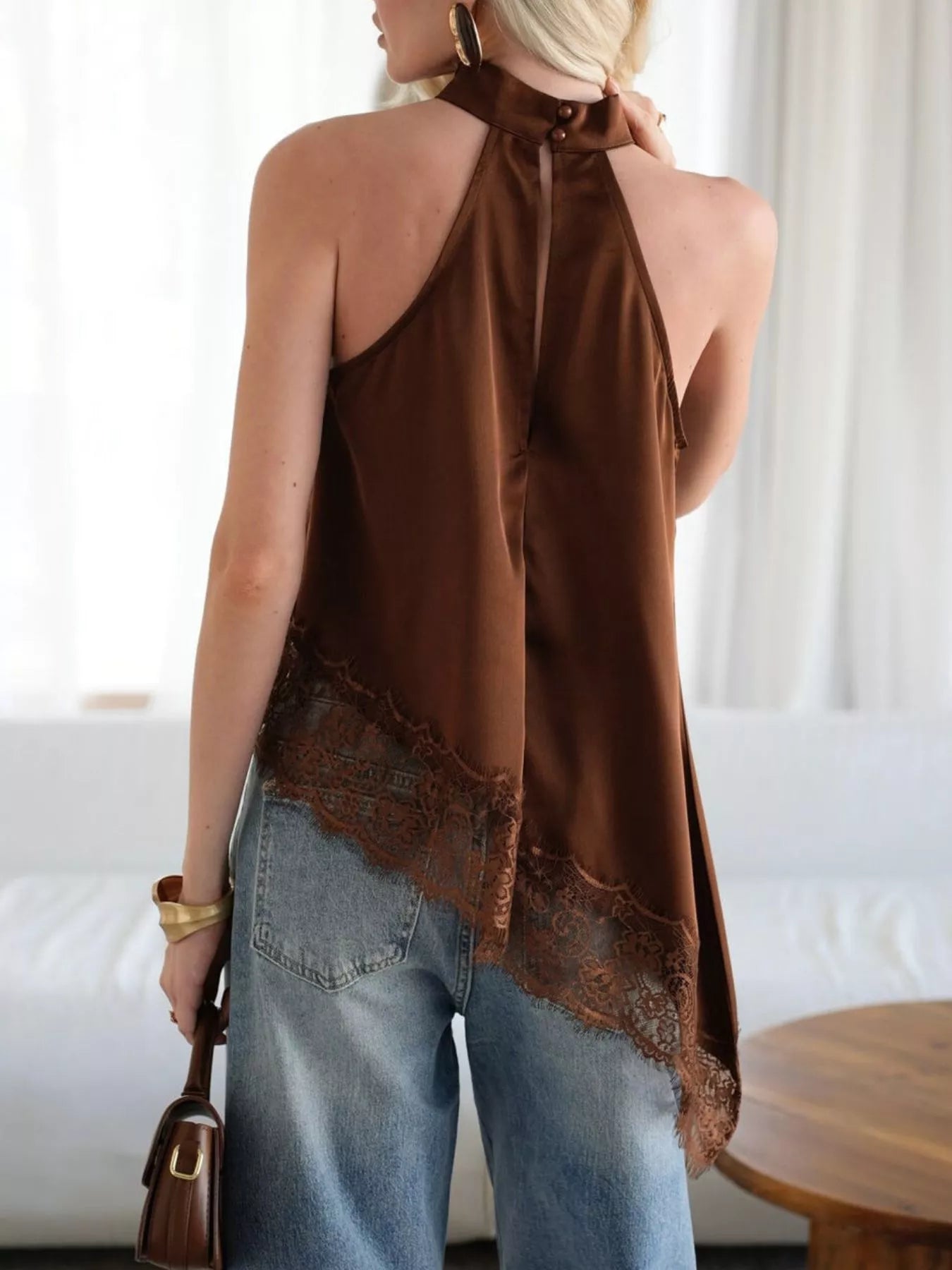 Trendsi Asymmetric Lace Hem Cami -
