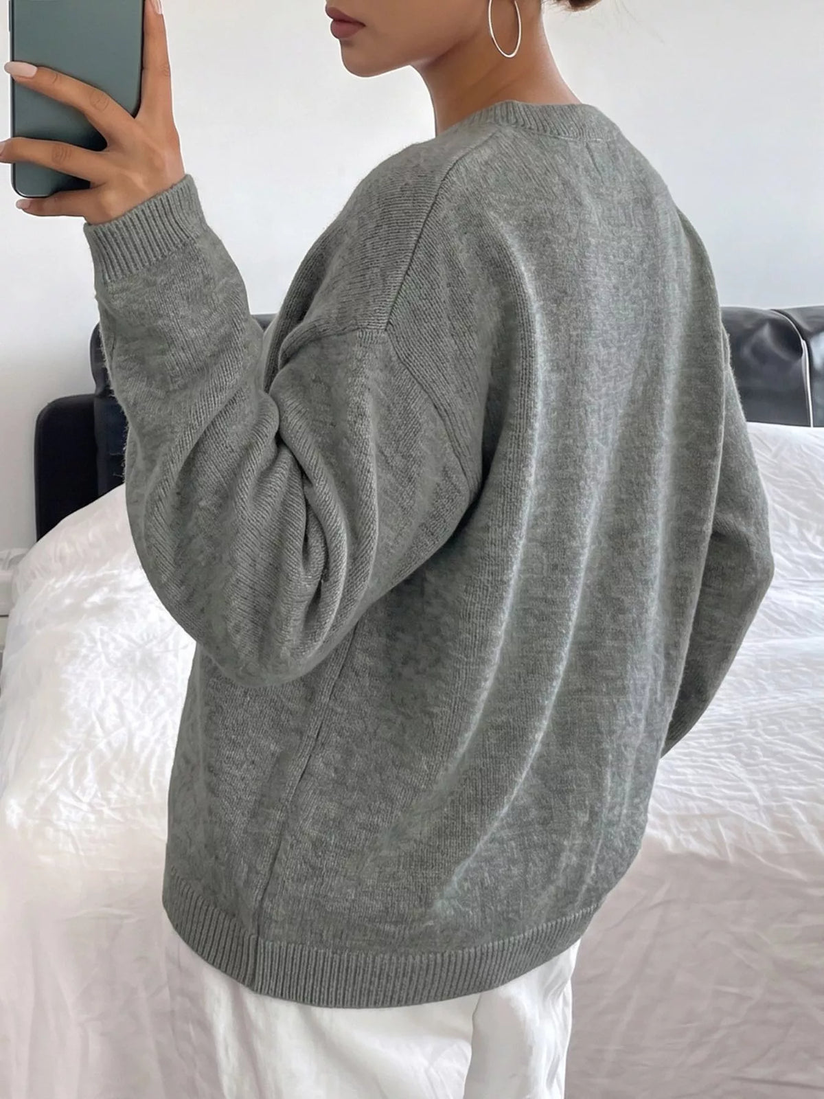 Trendsi Star-Patterned Dropped Shoulder Sweater -