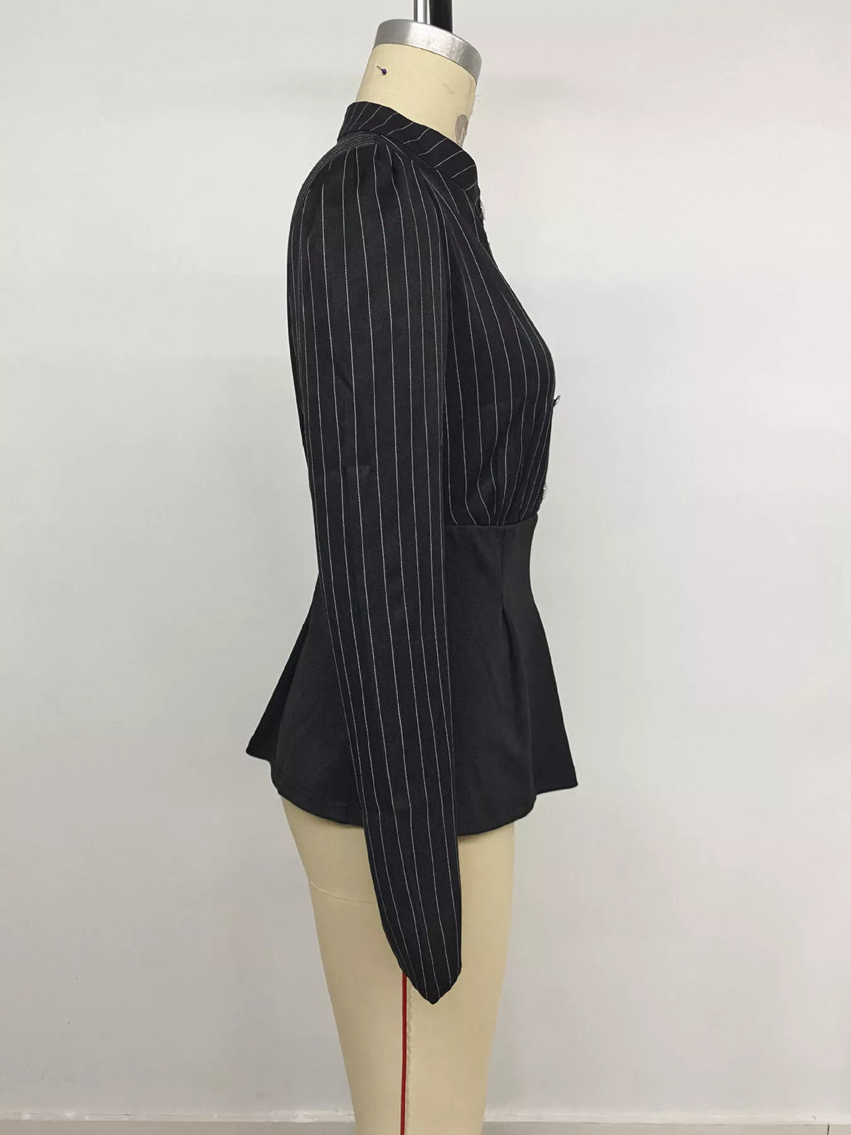 Trendsi Striped Long Sleeve Peplum Blouse -