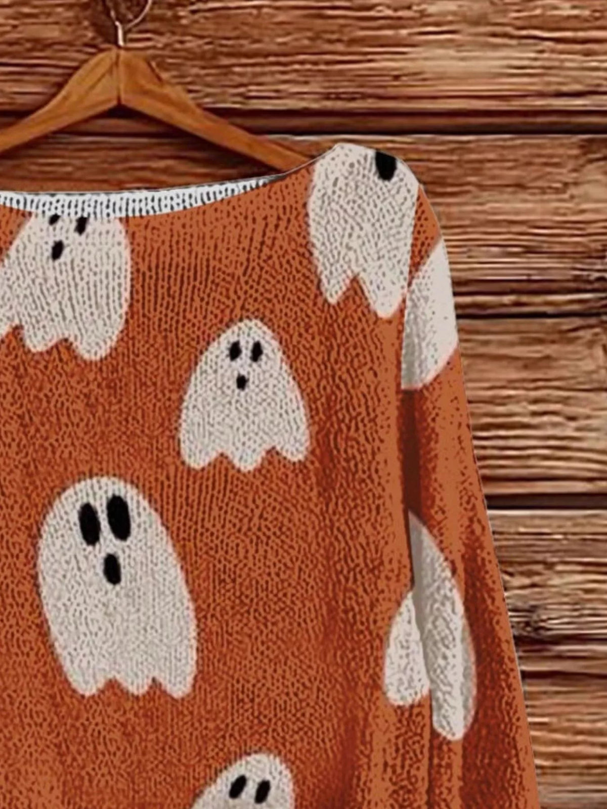 Halloween-graphic boat-neck sweater