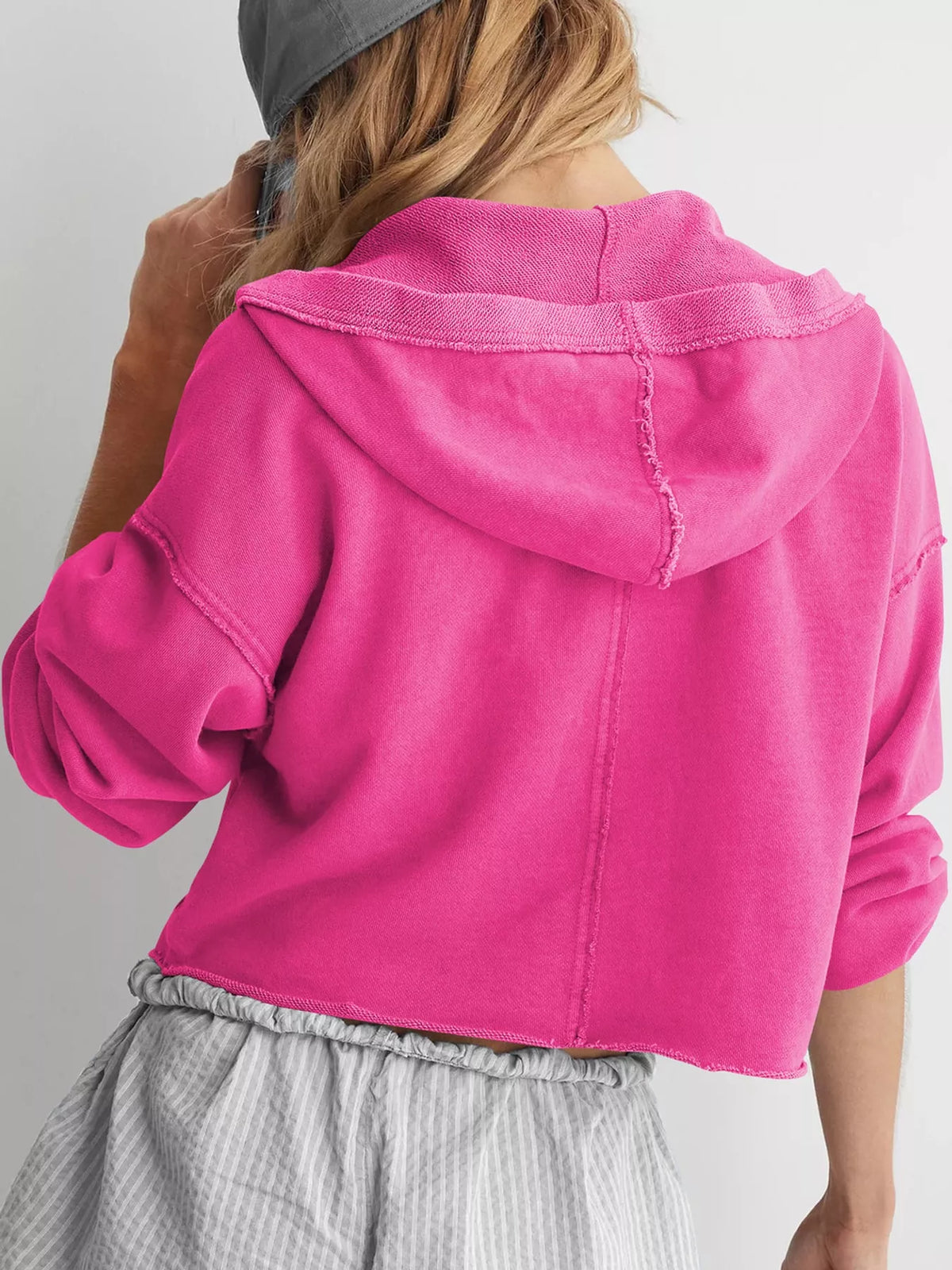 Cropped hoodie, pink back
