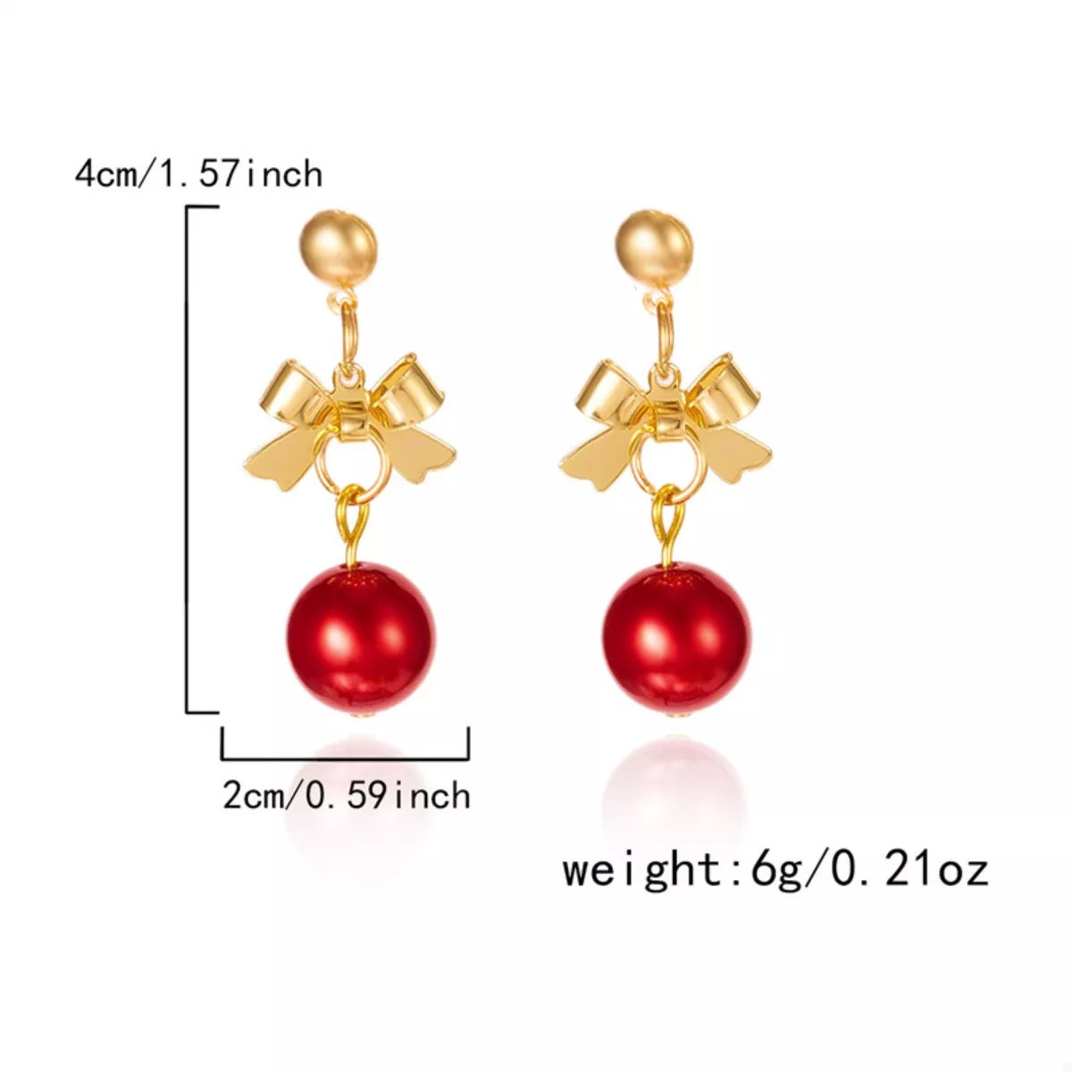 Trendsi Christmas 18K Gold-Plated Ball Drop Earrings -