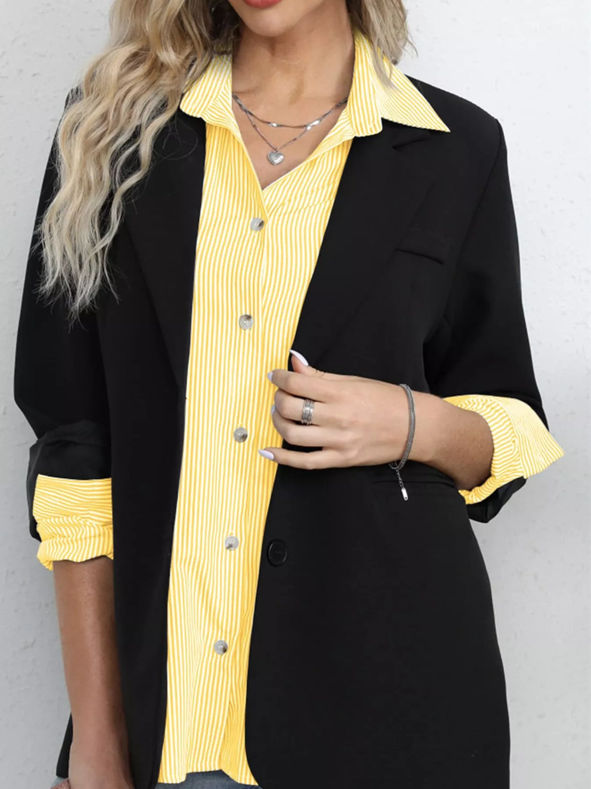 Yellow striped button-down shirt