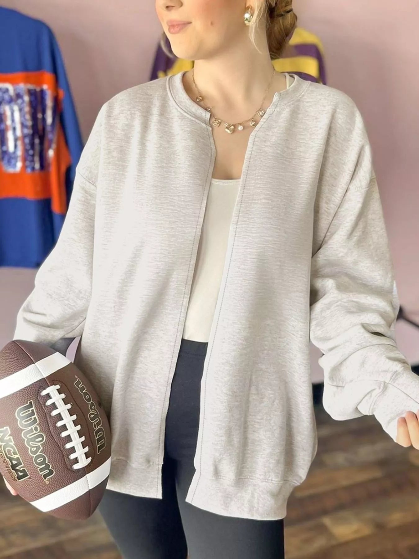 Trendsi Solid Color Zip Front Jacket Style Sweatshirt -