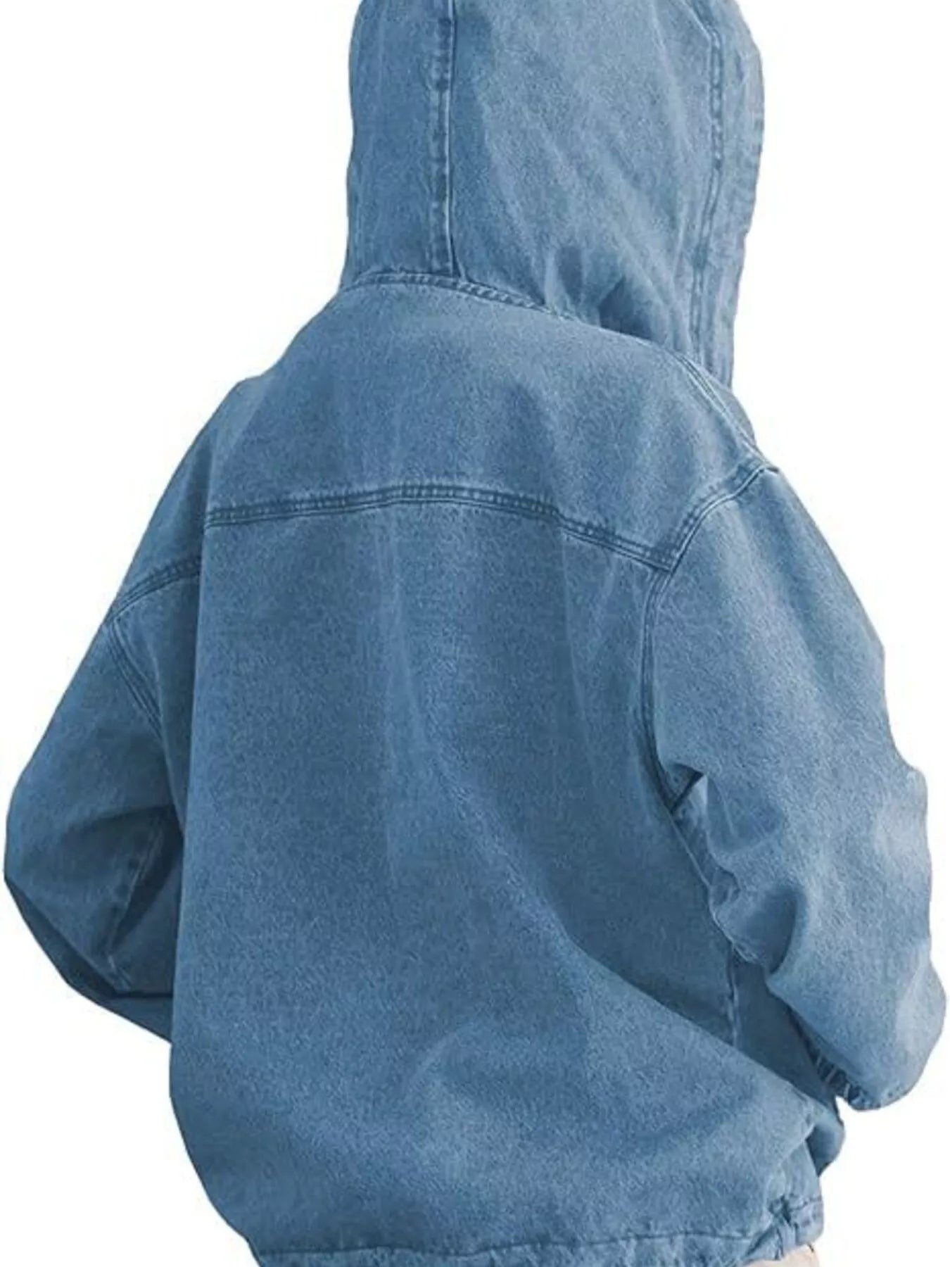 Trendsi Casual Hooded Kangaroo Pocket Denim Jacket -