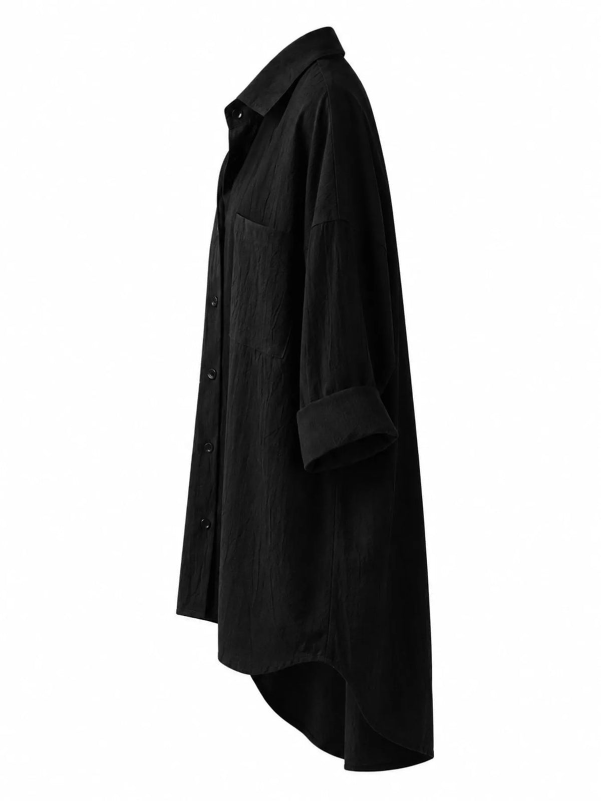 Cotton chest-pocket shirt, black side