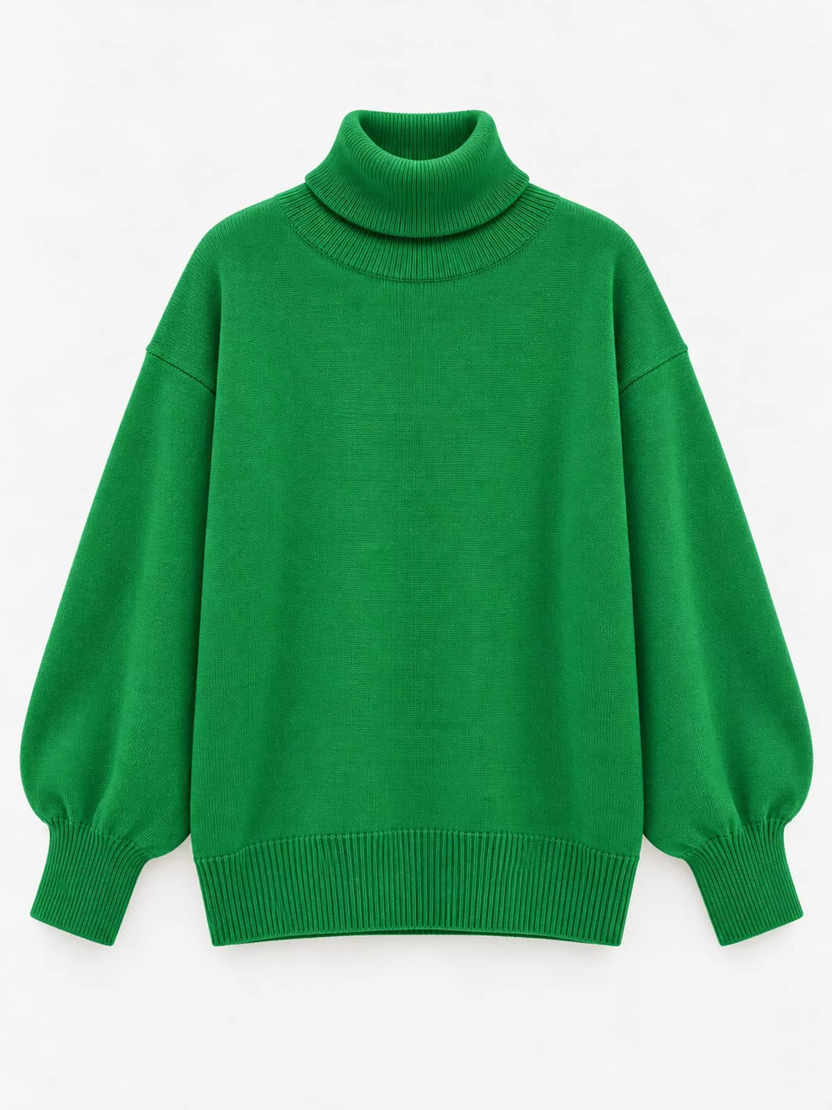 Oversized Turtleneck Drop Shoulder Sweater — garment front