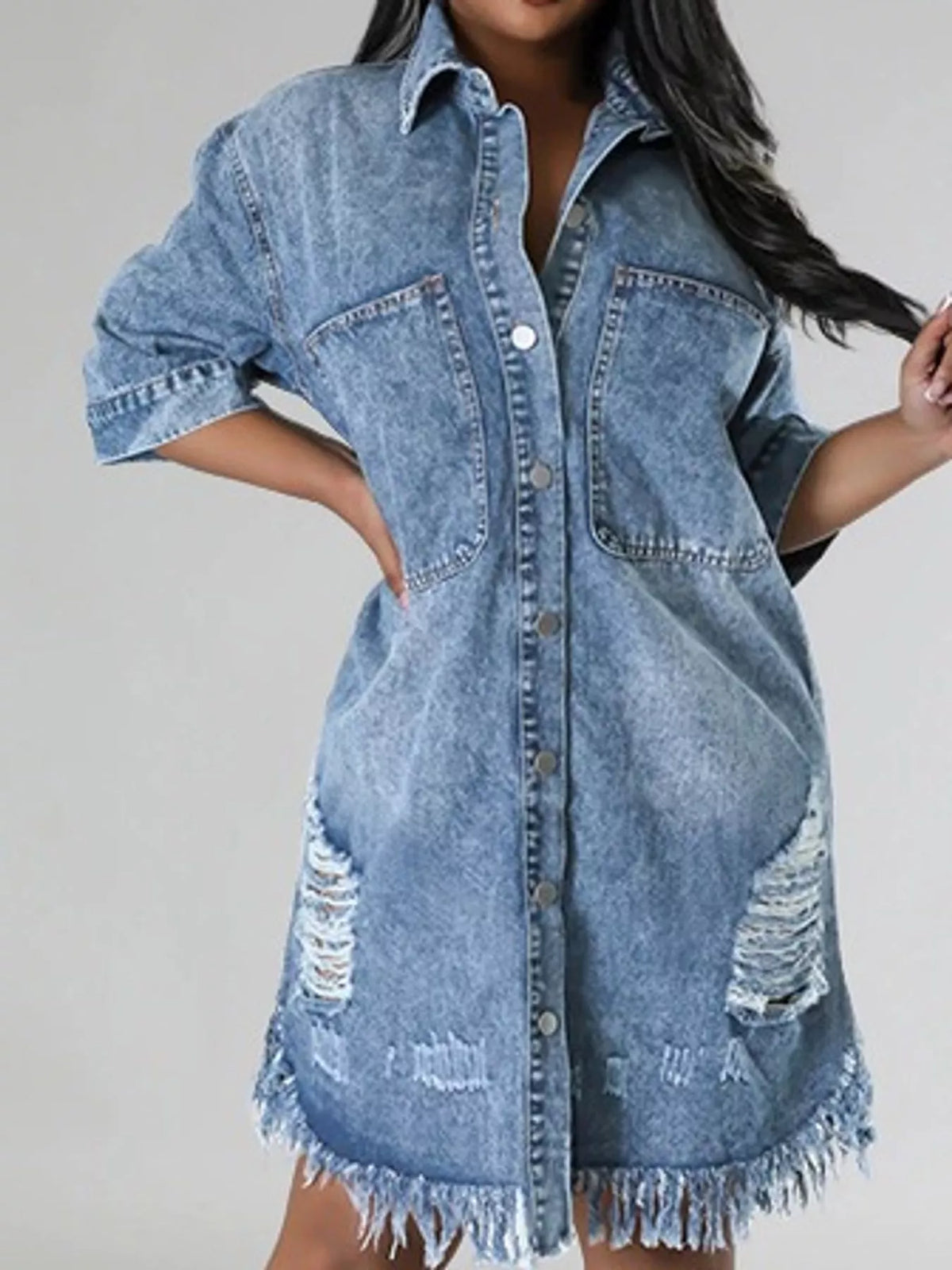 Denim dress, light blue front