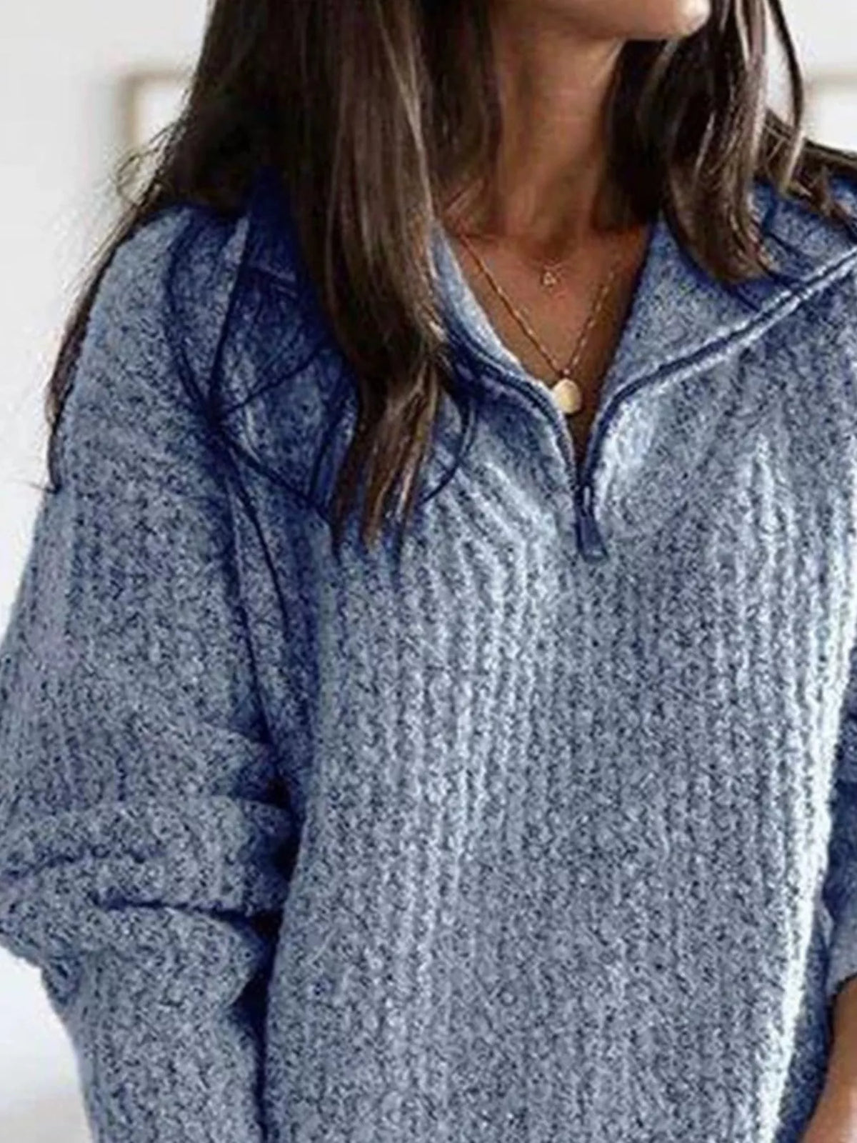 Trendsi Full Size Half-Zip Textured Sweater Plus Size -