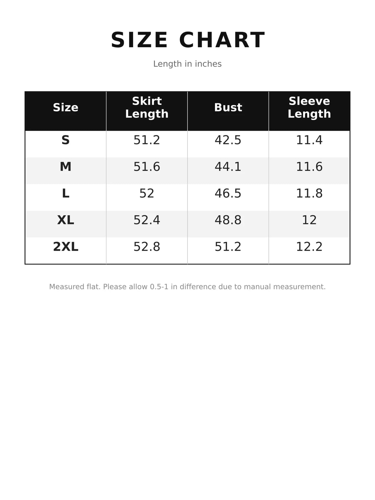 Size chart for women's ruffled layered bohemian maxi dress