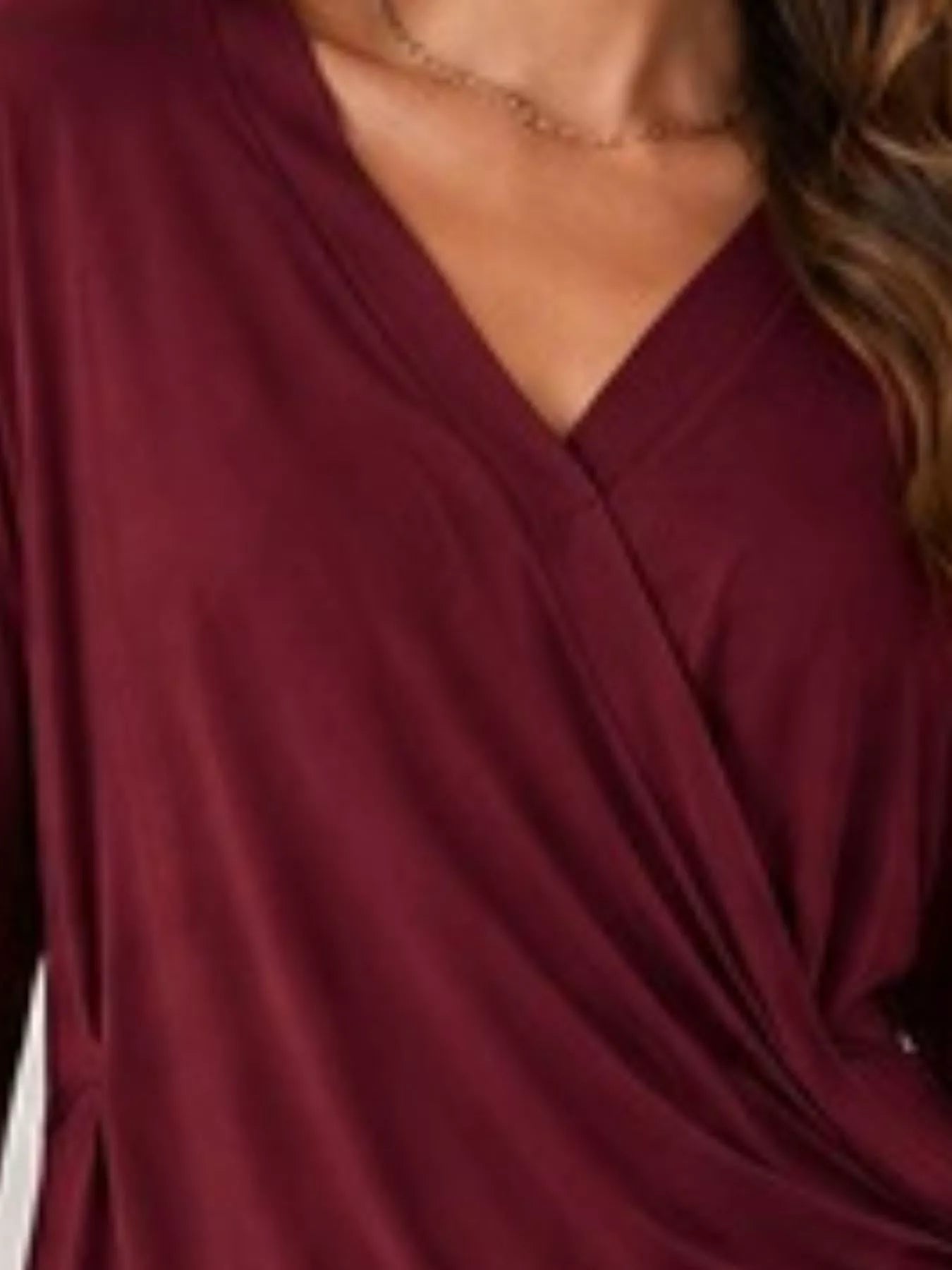 Trendsi Long Sleeve Wrap T-Shirt with Side Knot Detail -