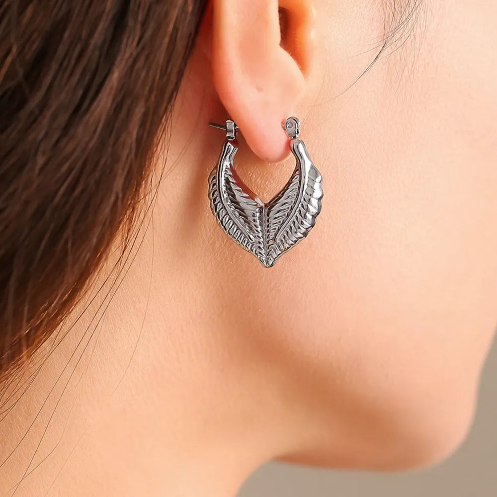 Trendsi Titanium Steel Leaf Shape Earrings -