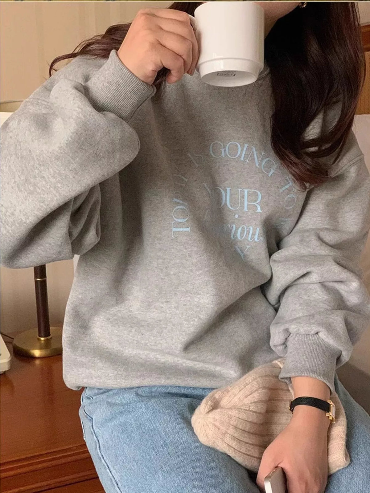 Oversized Graphic Crewneck Sweatshirt — front view