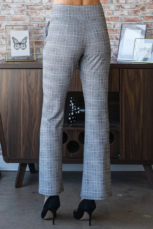 Trendsi Heimish Full Size Plaid Flare Pants with Wide Waist Band Plus Size -