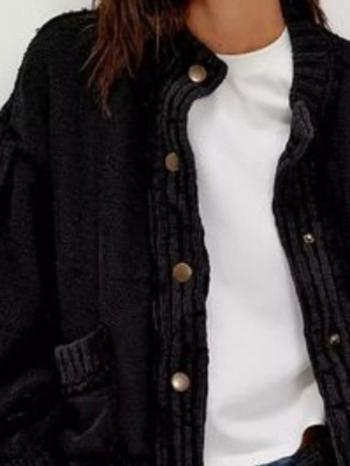 Trendsi Snap Down Dropped Shoulder Cardigan -