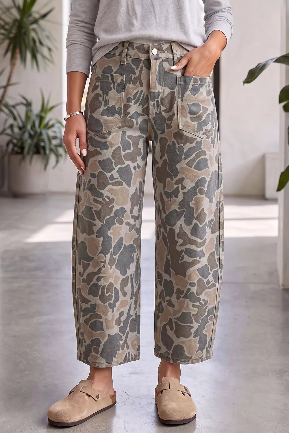 Trendsi Multicolour Camouflage Shift Ankle Length Jeans -