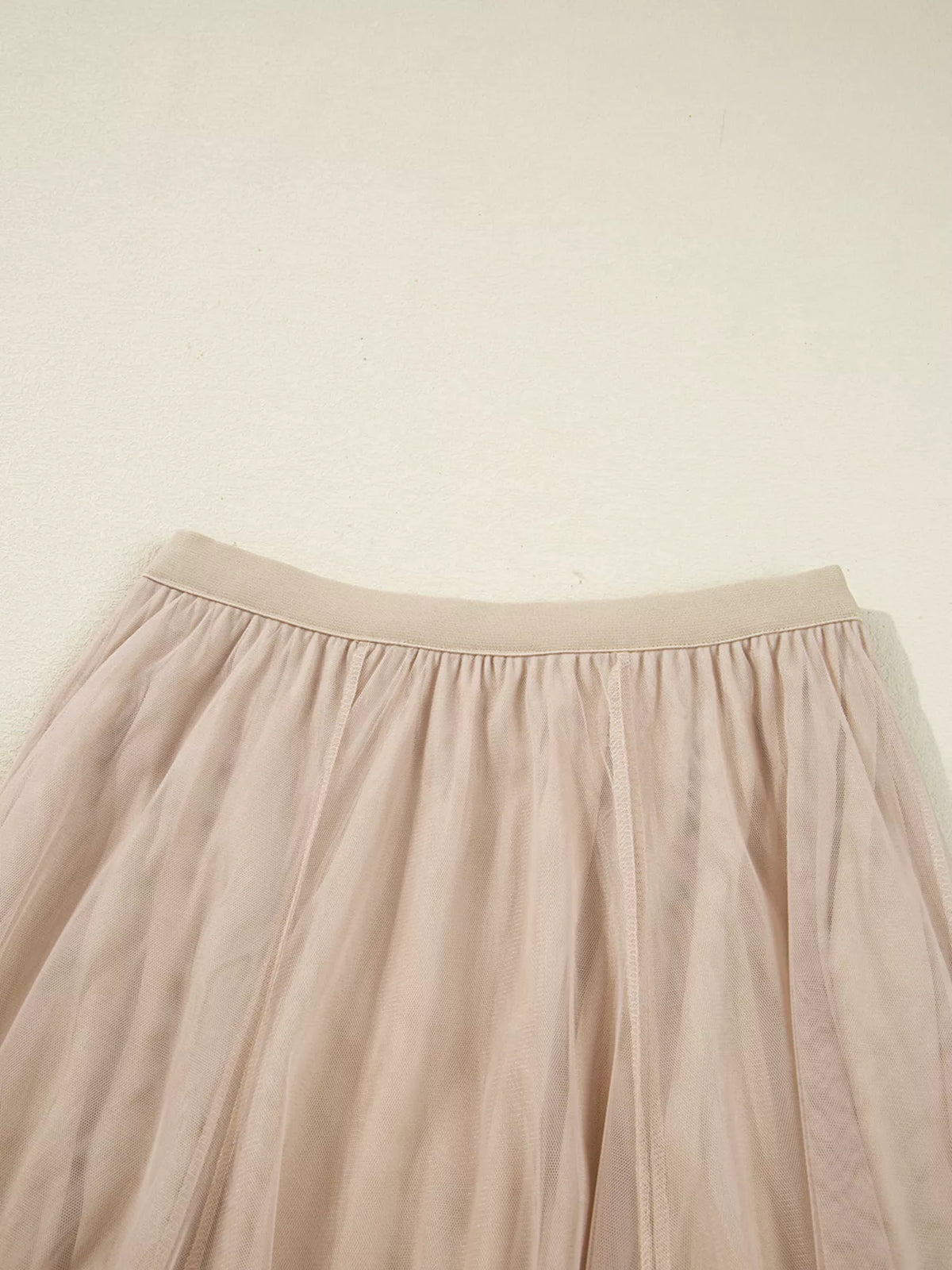Trendsi Tulle Mesh Overlay Flared Midi Skirt -