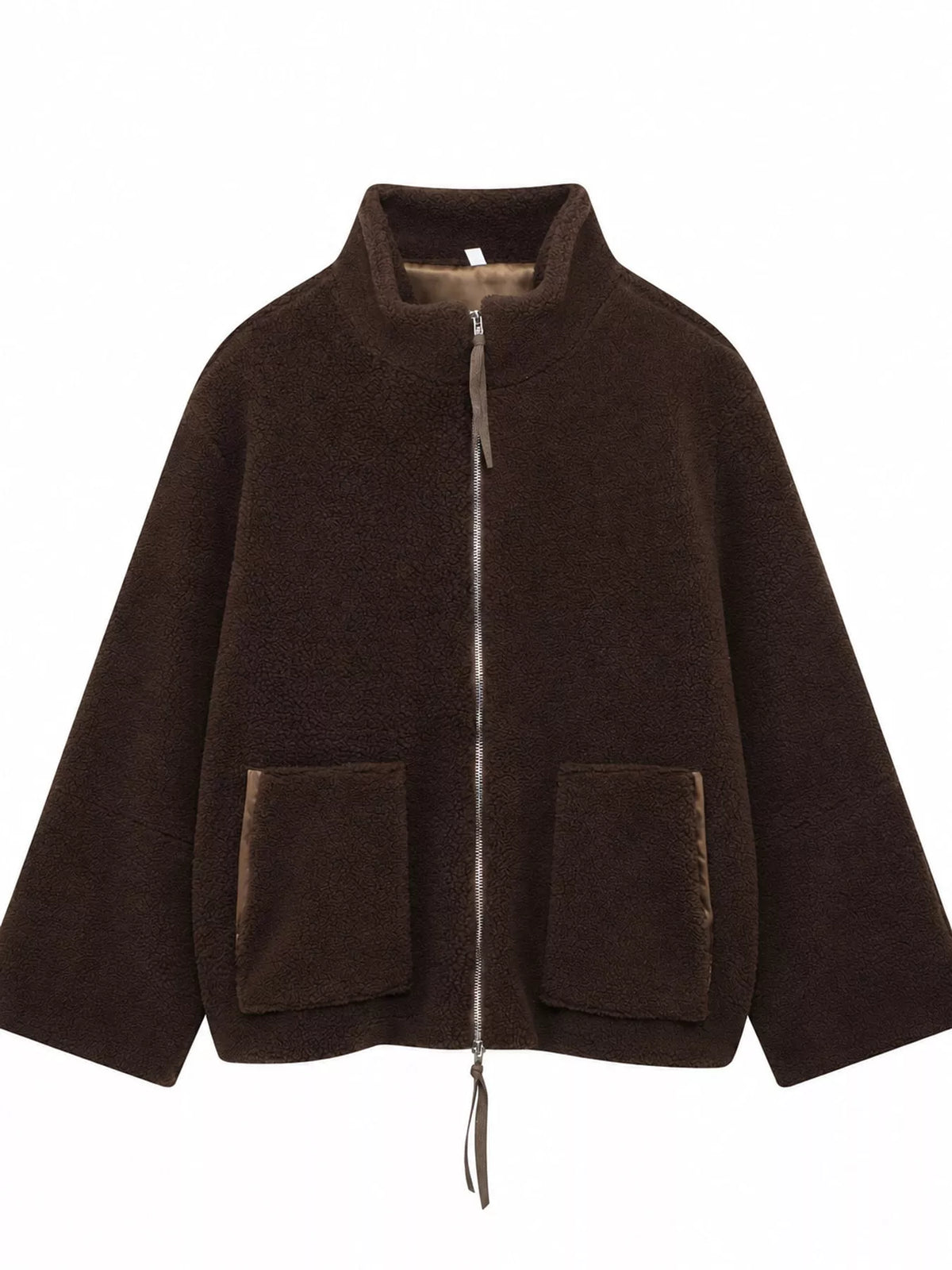 Brown sherpa zip-up jacket
