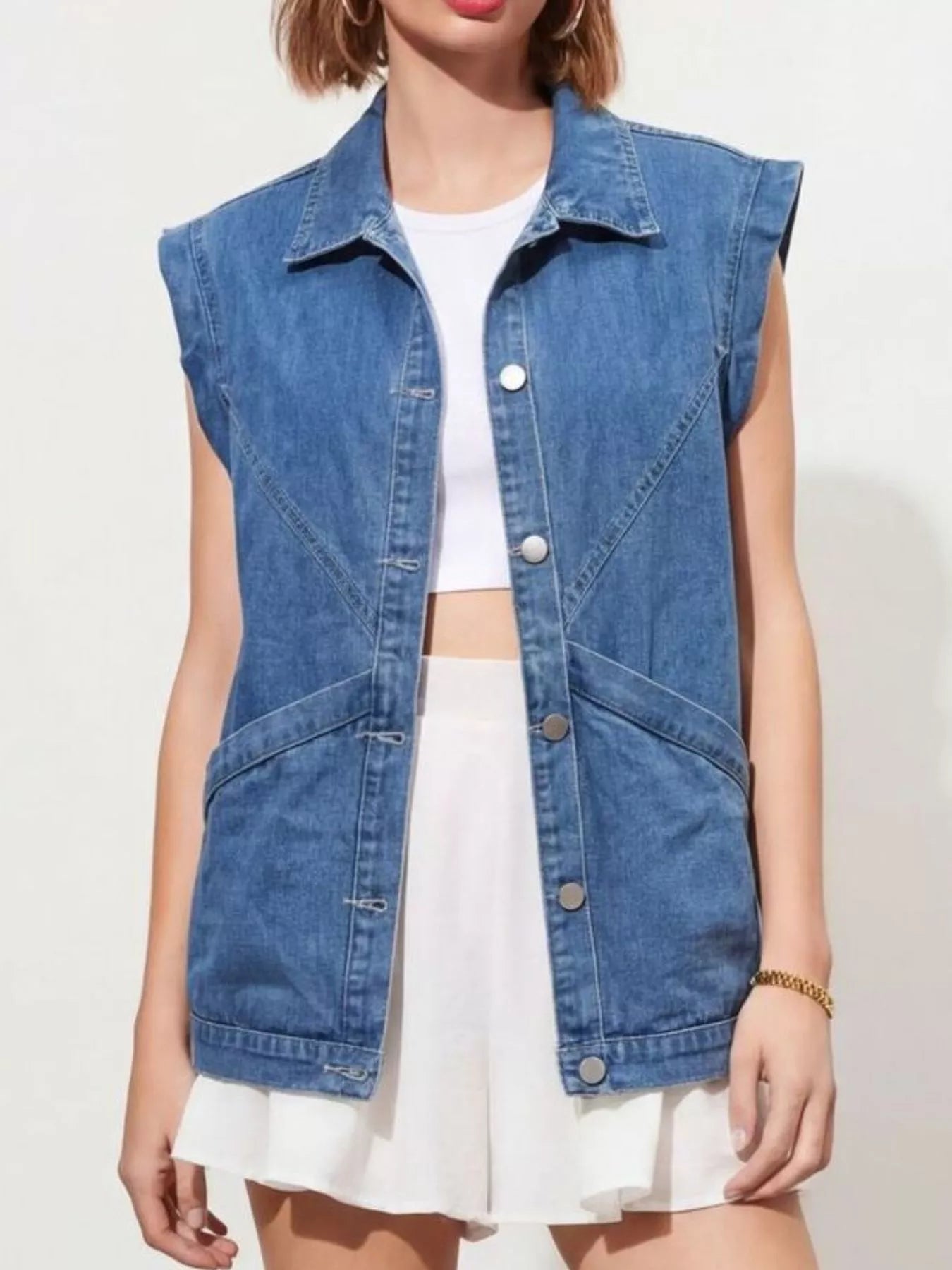 Trendsi Button-Down Denim Vest -