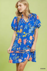 Trendsi Umgee Floral Ruffle Hem Mini Dress -