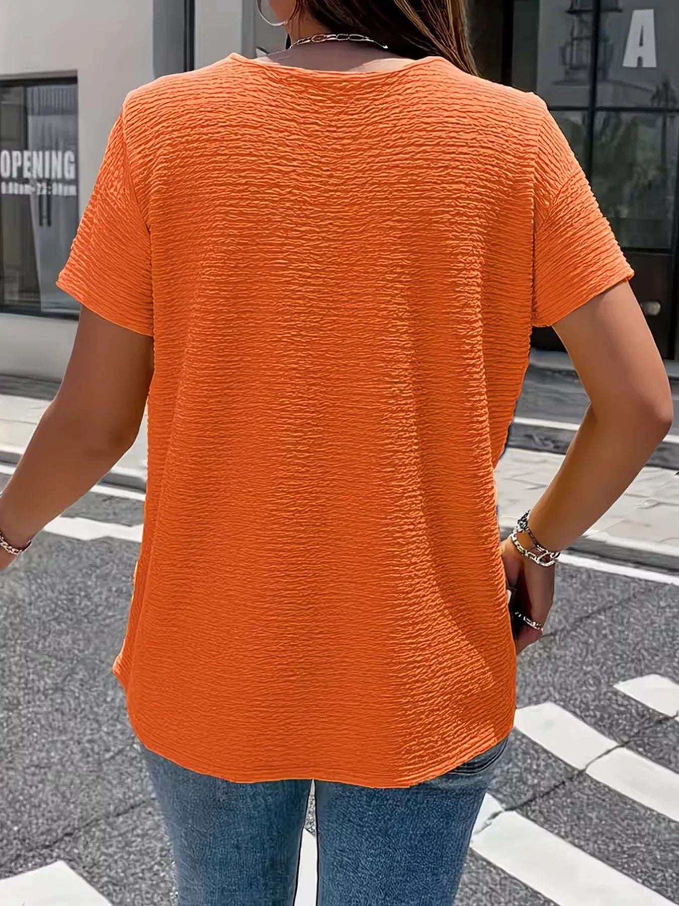 Trendsi Textured Short Sleeve Top -