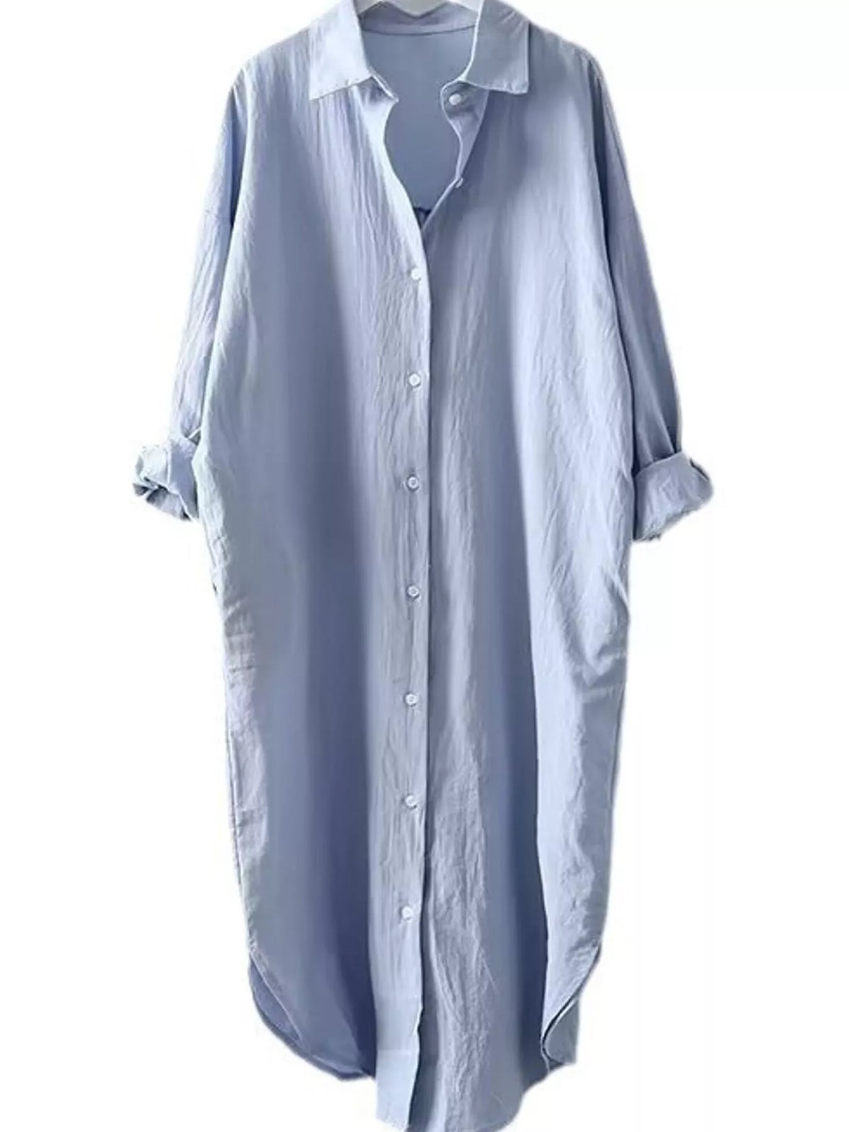 Collared long sleeve midi dress, product view