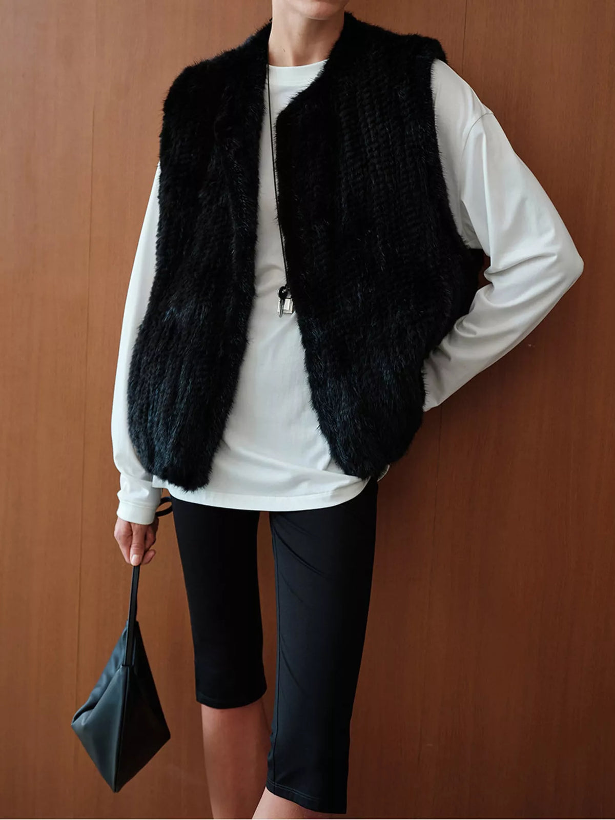 vest, front view on model