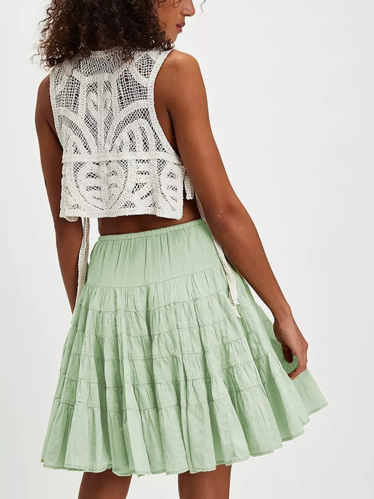 Trendsi Tiered Drawstring Mini Skirt -
