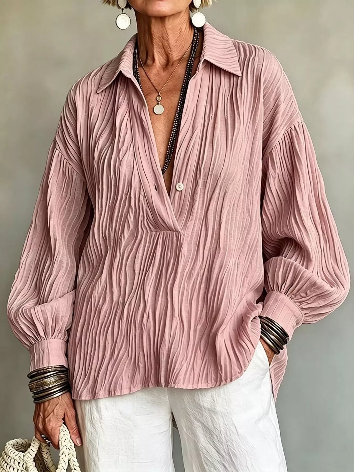 Pink textured blouse