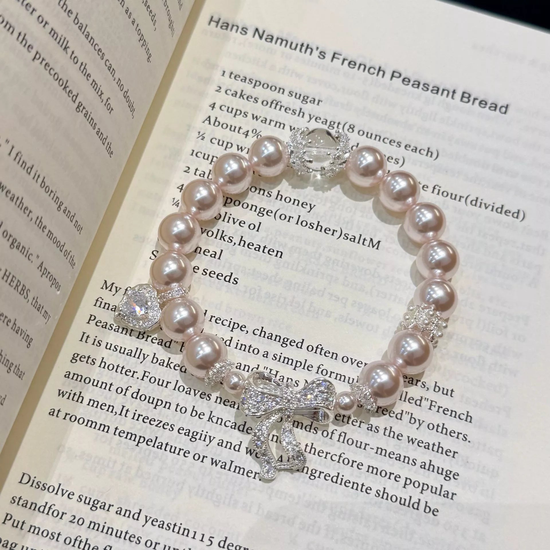 Trendsi Pearl Bracelet with Bow Charm -