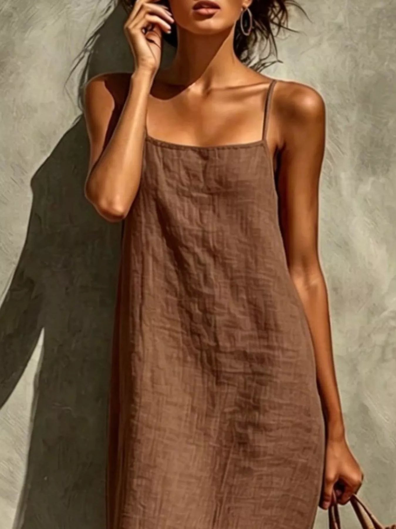 Trendsi Sleeveless Linen Casual Maxi Dress -