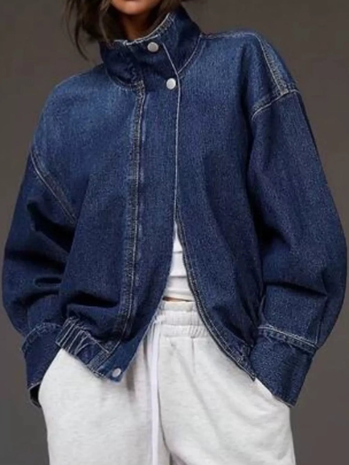 Denim-look jacket, dark blue jacket front