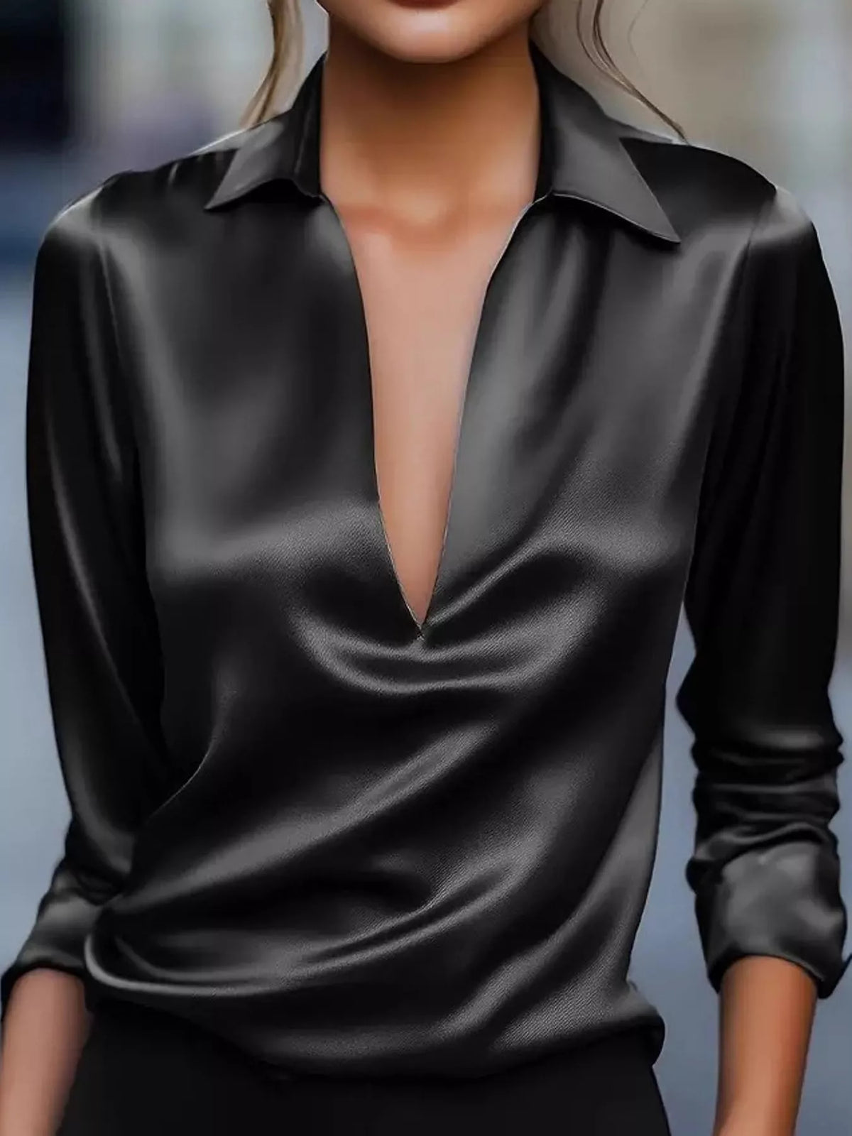 Black long-sleeve blouse