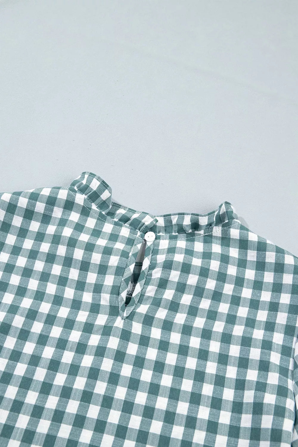 Trendsi 3/4 Sleeve Shirred Plaid Peplum Top -