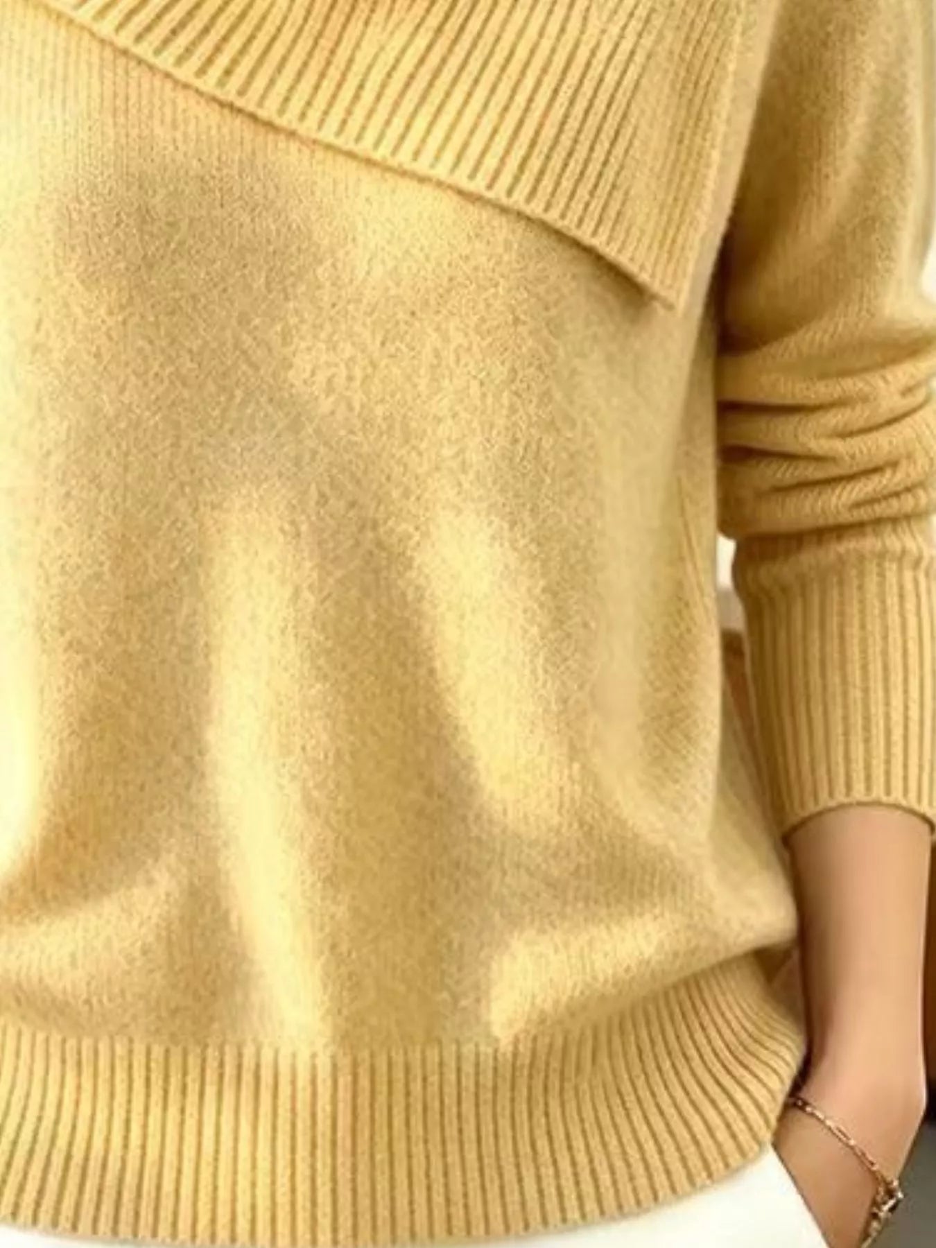 Trendsi Full Size Asymmetric Ribbed Collar Sweater Plus Size -